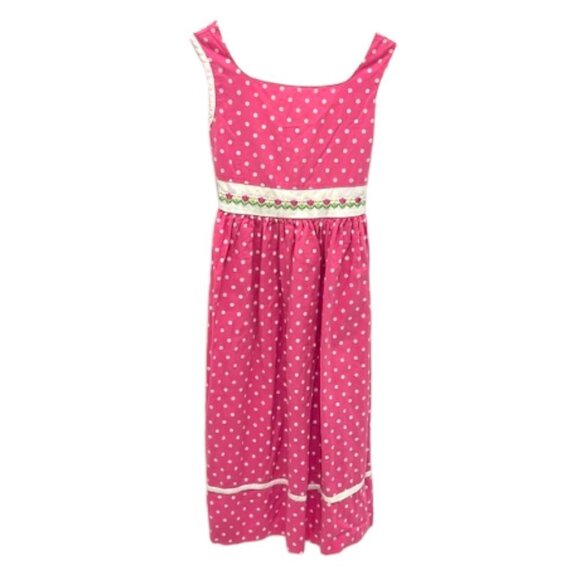Vintage Other - Vintage 100% Cotton Pink Polka Dot Sleeveless Dress Girls 8 Cottagecore Prairie